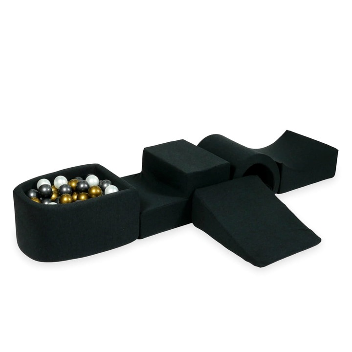 Habszivacs játszótér szett híddal és mikro medencével, 100 labda, grafit, 45x60x30cm