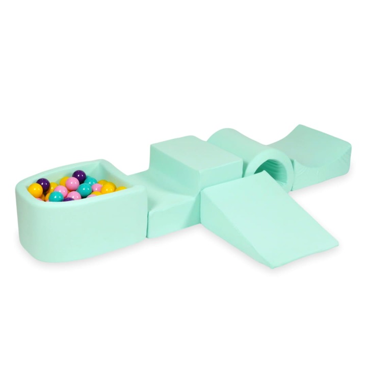 Habszivacs játszótér híddal és mikro medencével, 100 színes golyó, 45x60x30cm, többszínű