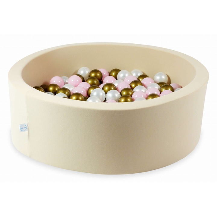 Játszómedence szett 90x30cm 200 gyöngygolyóval, világos rózsaszín és óarany színben