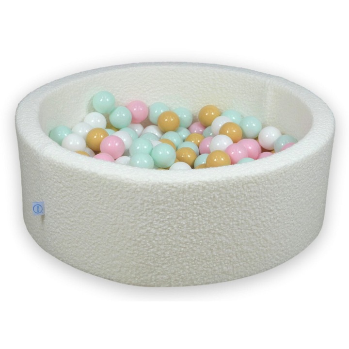 Labdamedence, Boucle, 90x30cm, 200 golyó, fehér, bézs, rózsaszín