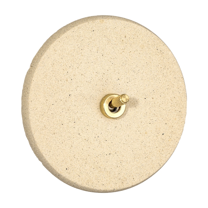 Készlet: aranycsíkos sárgaréz kapcsoló, kézzel készített kerek díszkerettel, kompozitból - pigmentált kőporból és akrilgyantából, Honey Stone színben