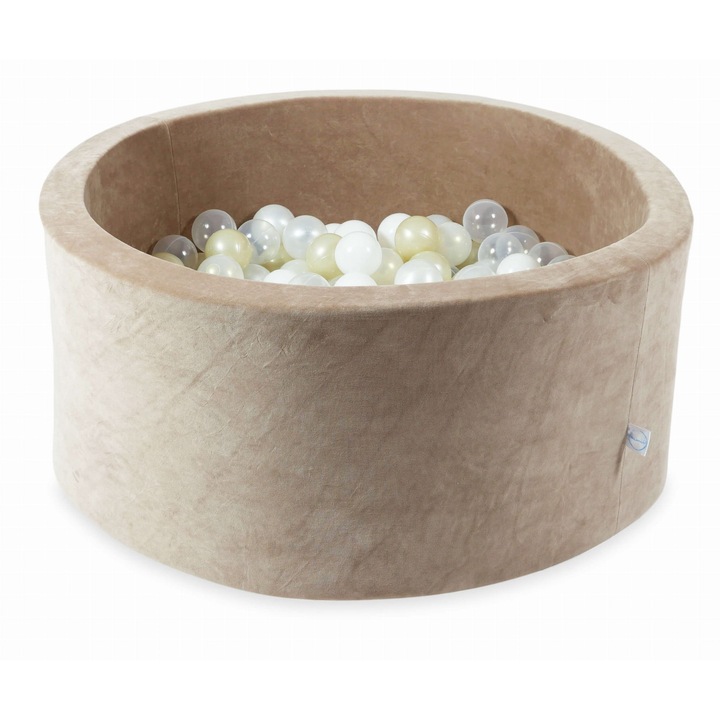 90x40cm-es játszómedence 300 labdával, bársonyosan puha, Ciemny Bezowy színű