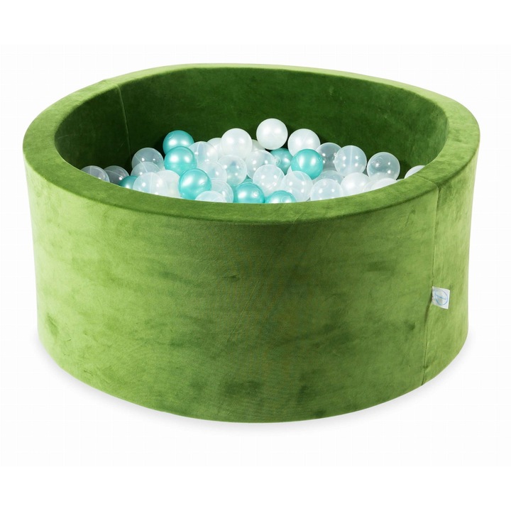 Játékmedence 90x40cm Velvet Soft Oliwkowy 300 átlátszó, gyöngyházfényű, fémes színű golyóval