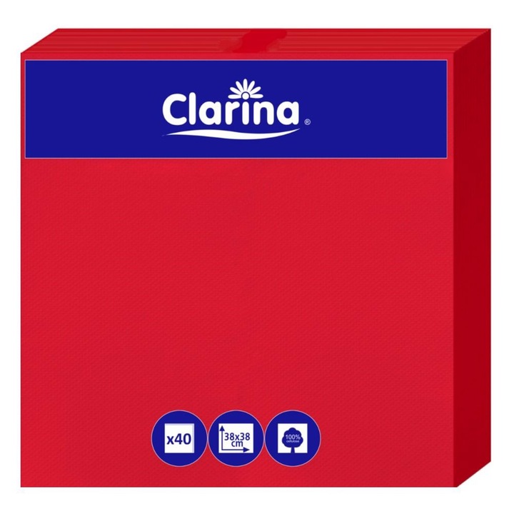 Servetele gastronomice Aku Punta, 38x38cm, set 40 bucati, rosu, 2 straturi