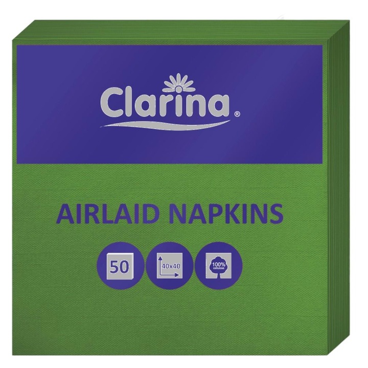 Set 50 servetele gastronomice Clarina 40x40cm verde