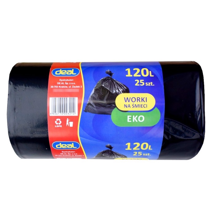 Saci menajeri Deal 120L, set 25 bucati, negri, rezistenti