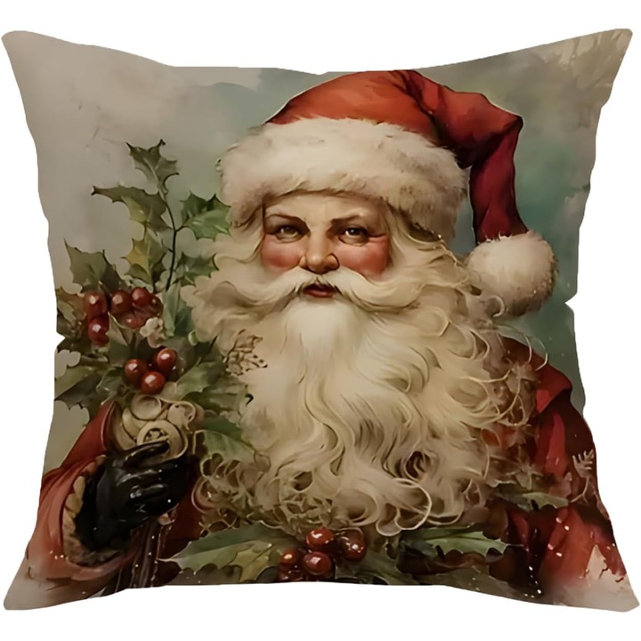 Dekoratív párnahuzat, karácsonyi motívum, 45x45cm, pamut és lenvászon