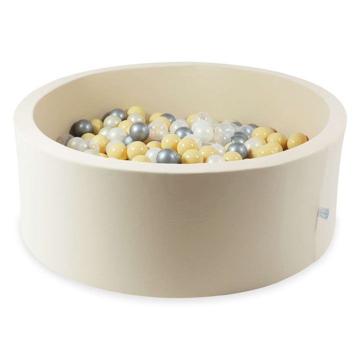 Játszómedence szett, 110x40 cm, 500 labdával, mimii, bézs, átlátszó, opálos, arany, ezüst