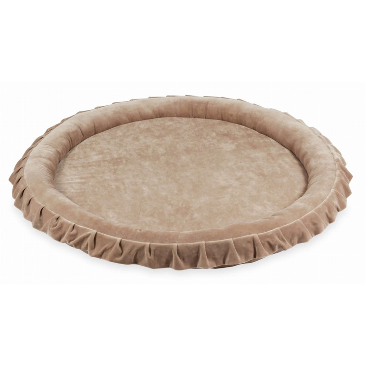 Covoras cuib 120 cm pentru bebelusi, Mimii, catifea moale, bej inchis