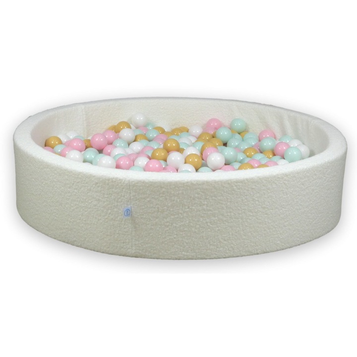 Boucle játszómedence, 130x30cm, 600 golyó, fehér, bézs, rózsaszín, szett