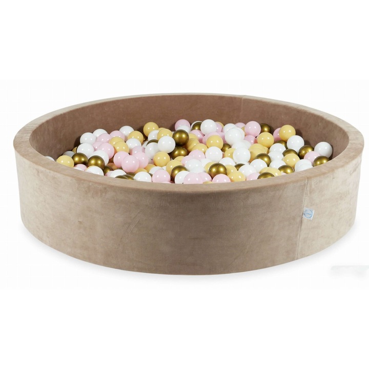 Golyógödör 130x30 cm, mimii, Ciemny Bezowy, 600 színes golyó