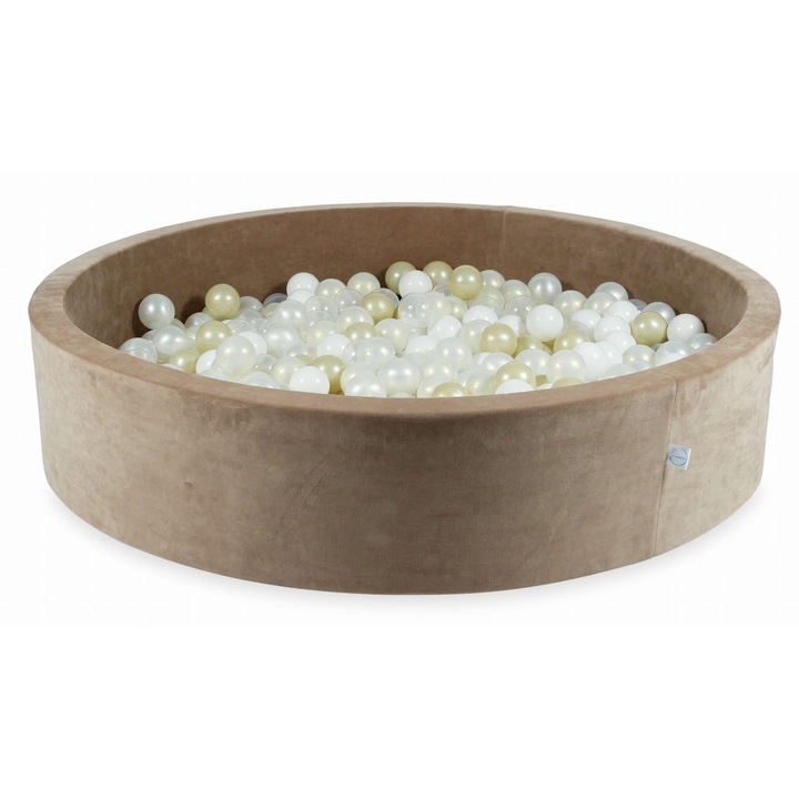 Labdamedence 130x30cm, mimii, Ciemny Bezowy, 600 átlátszó, fehér, gyöngyház, arany, opálos golyók