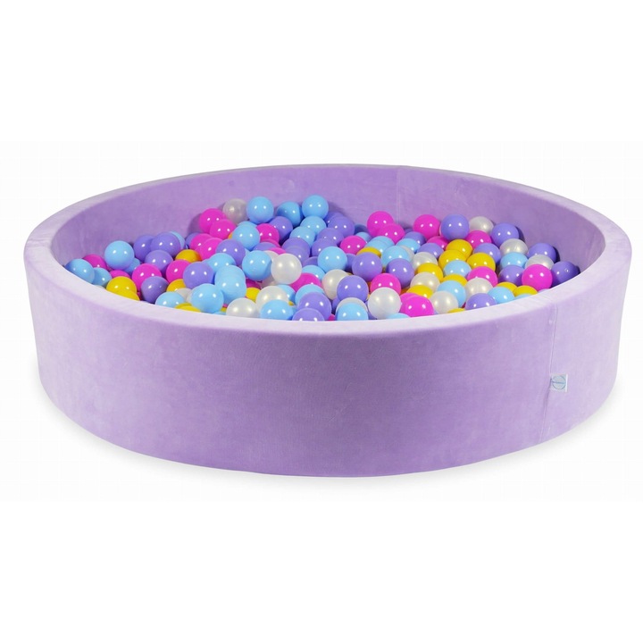 Labdamedence 130x30cm, mimii, lila, 600 db többszínű golyó
