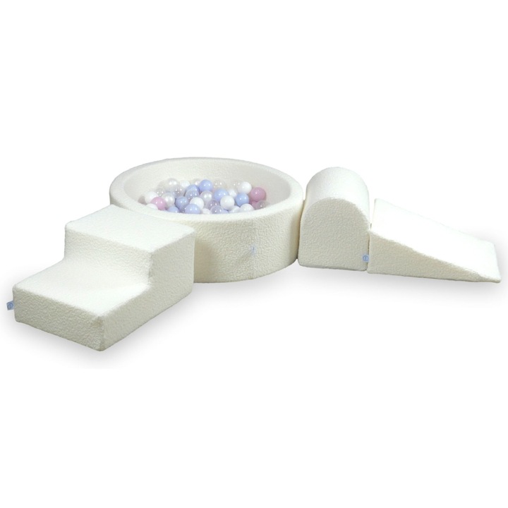 Habszivacs játszótér szett medencével 90x30, 200 labda, mimii, fehér, nem mérgező anyag