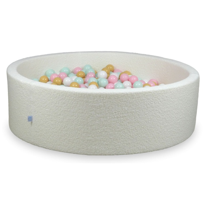 Boucle játszómedence, 130x40cm, 700 golyó, fehér, bézs, rózsaszín, szett