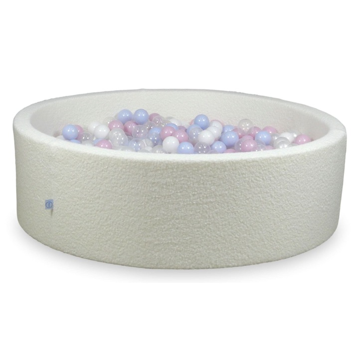 Boucle száraz medence, 130x40cm, 700 átlátszó, fehér, gyöngyház, rózsaszín, sötétkék golyók