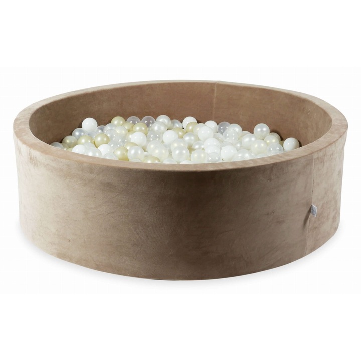 Játékmedence 130x40cm 700 labdával, Szín: Ciemny Bezowy, Bársonyos puhaság