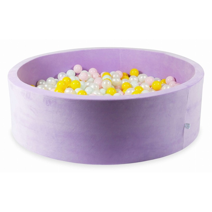 Játékmedence 130x40cm 700 labdával, mimii, lila, Velvet Soft, többszínű