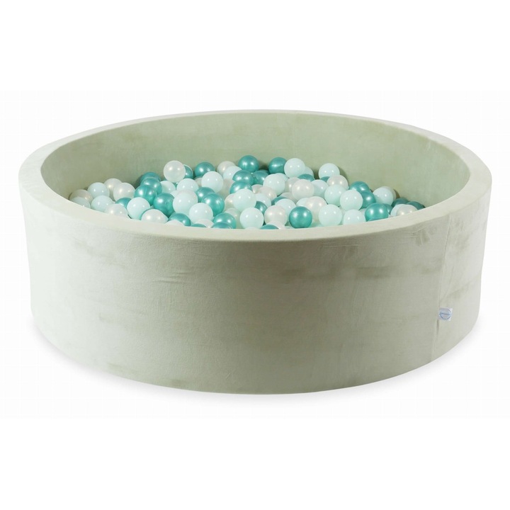 Gyerekmedence, mimii, 130x40cm, 700 labdával, világoskék és metál türkiz színben