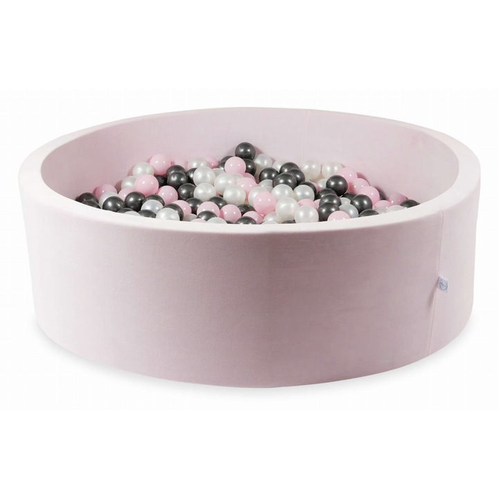 Gyerekmedence 130x40cm, mimii, Velvet Soft, világos rózsaszín, 700 színes golyóval