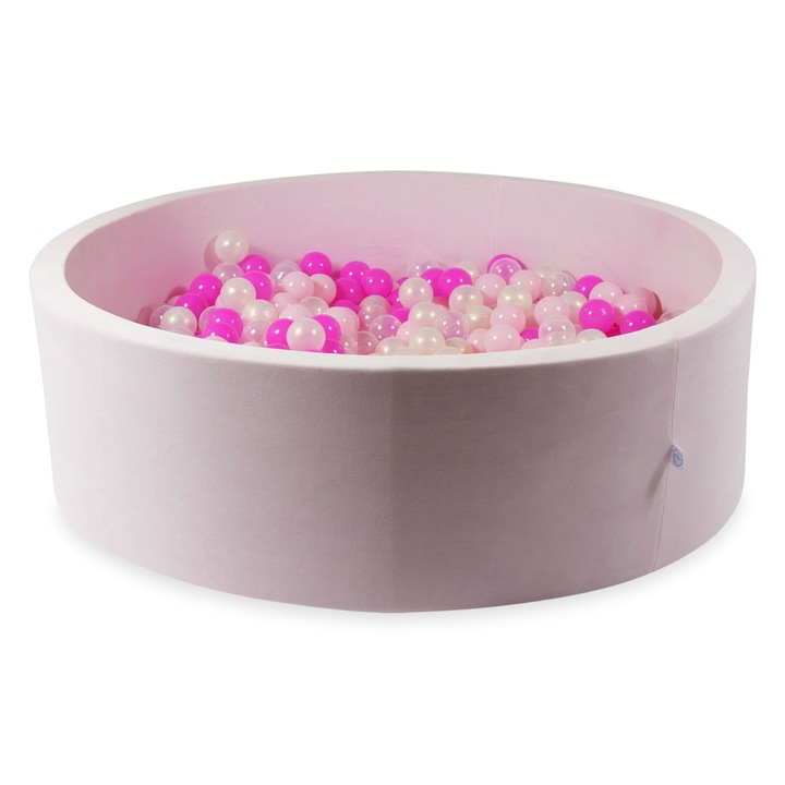 Labdamedence 130x40cm, mimii, rózsaszín, 700 átlátszó opálos golyó