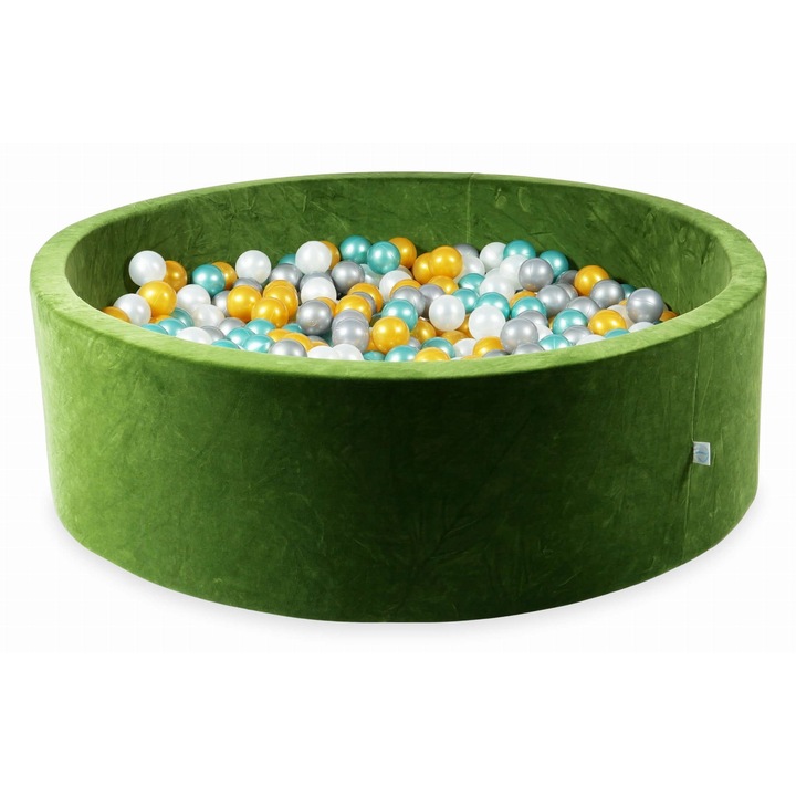 Játszómedence 130x40cm 700 labdával, mimii, Velvet Soft, olívazöld, gyerekeknek