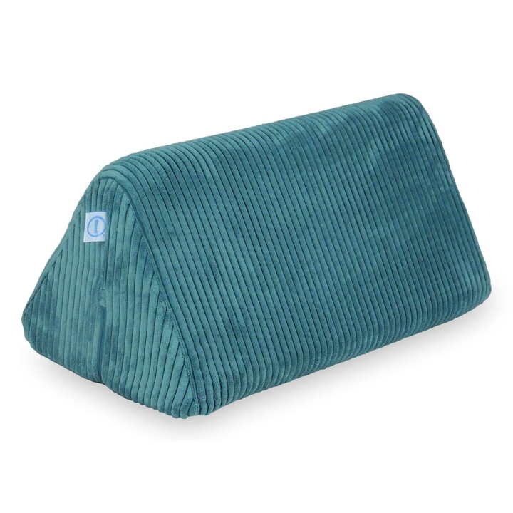 Triunghi mare pentru canapea din catifea reiata albastra