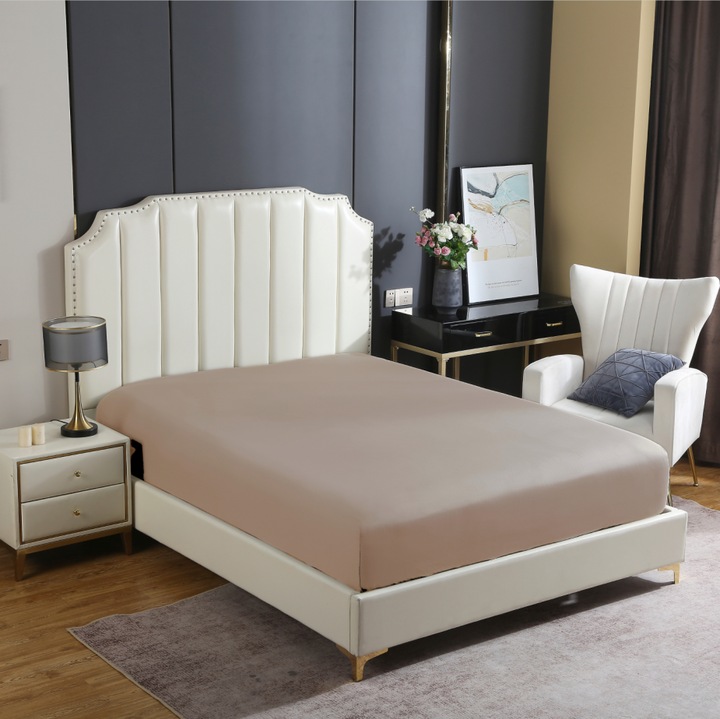 Cearceaf cu elastic Spod Igly i Nitki, bumbac satinat, bej, 200x200x30cm