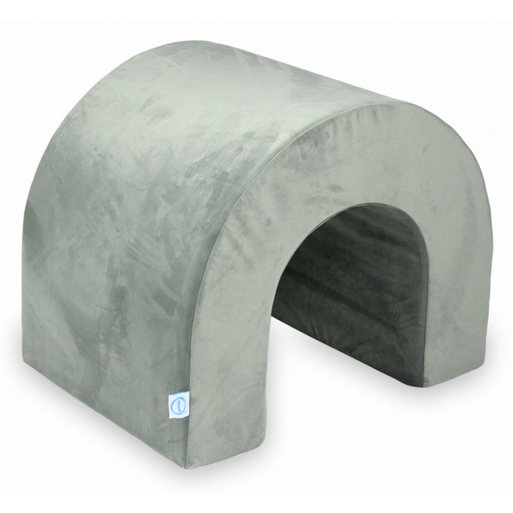 Bársonyhabos játszóalagút, 45x60x30cm, szürke, szett