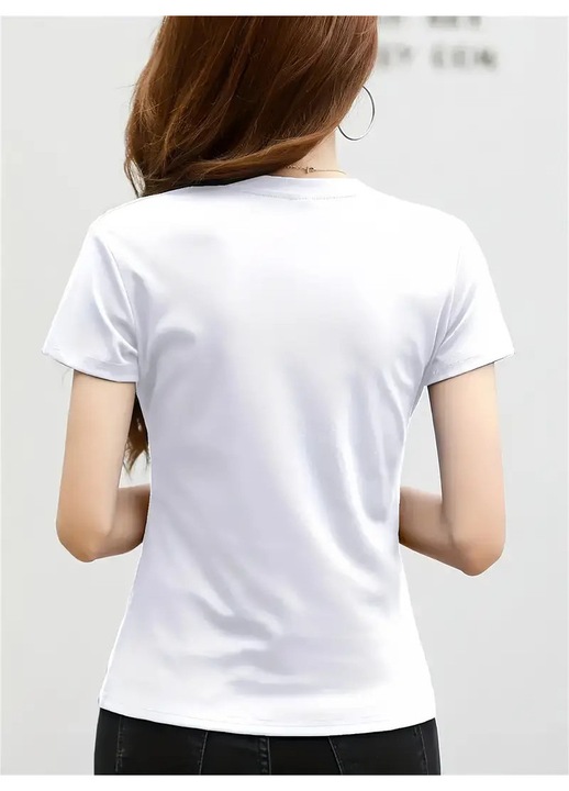 Silhouette Woman Body női póló, klasszikus szabású, 100% pamut, vékony bordázott nyakkivágással, oldalvarrással, fehér, S