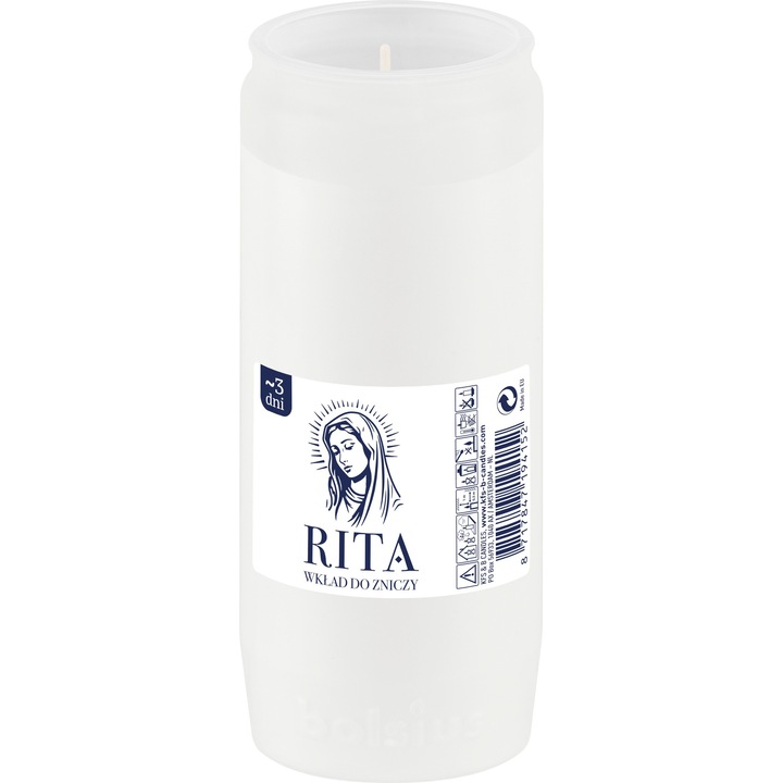 Пълнител за свещ BOLSIUS Rita R3, 72 часа, бял