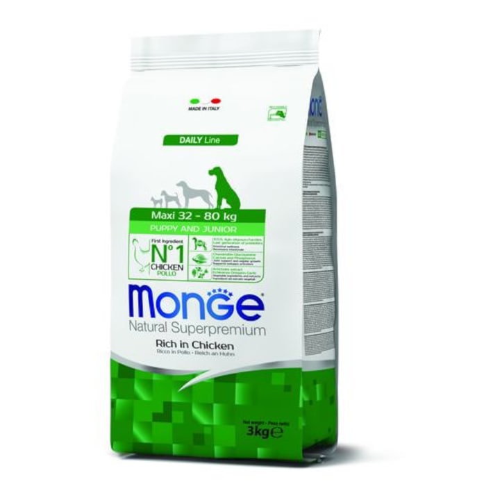 Hrana caini Monge Natural Superpremium Maxi Puppy, pui, 3kg