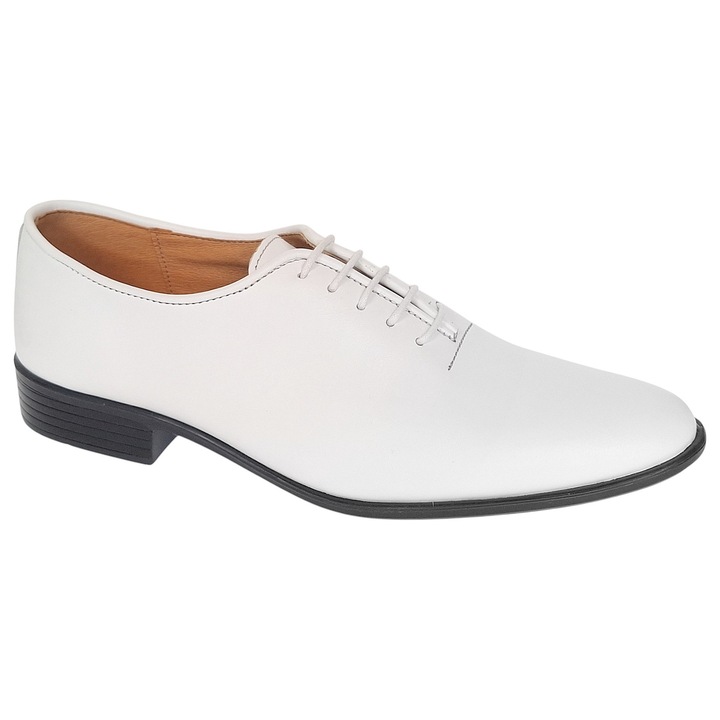 Pantofi eleganti barbati din piele naturala 200332, Alb