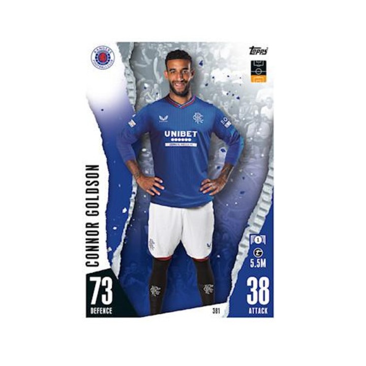 Базова карта за мач Attax 2023/24 381 Конър Голдсън, Топс, ФК Рейнджърс