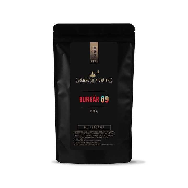 Mix de condimente pentru Burger/Burgar/carne macinata, Burgar 69, Rub, Marinada uscata, 100g, Refill punga ziplock