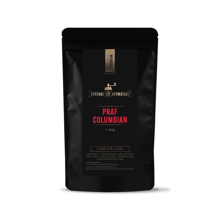 Mix de condimente pentru steak/vita/porc, Praf Columbian, Rub/Marinada uscata, 100 g, Refill punga ziplock