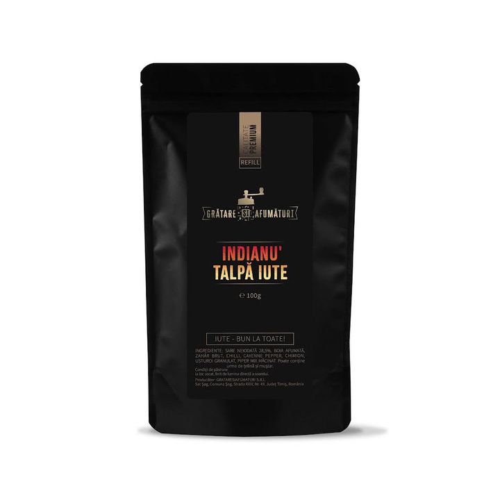 Mix de condimente pentru carne de pui/porc/vita si legume, Indianu' Talpa Iute, Rub, Marinada uscata, 100g, Refill punga ziplock