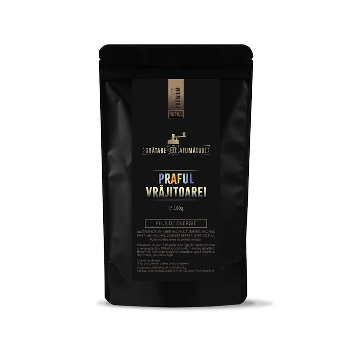 Mix de condimente pentru Detoxifiere/Intarirea imunitatii/Plus de energie/Mentine echilibrul pielii/Proprietati antioxidante, Praful Vrajitoarei, 100g, Refill punga ziplock