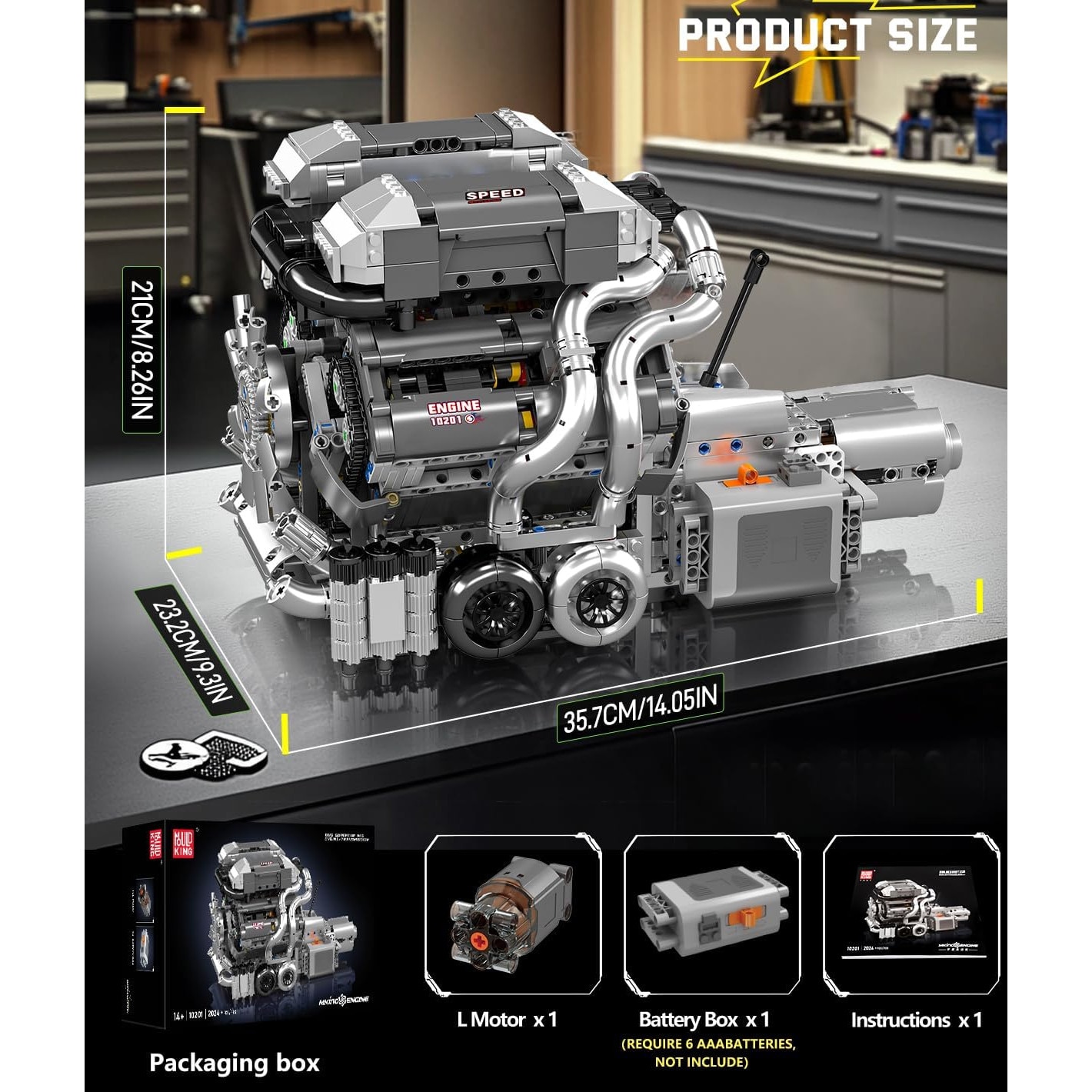 Set constructie motor w16, Excitat®, 1580 piese, Cutie de viteze