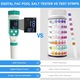 Tester digital de salinitate FAC 7-in-1, pH-metru, detector de clor si tester de salinitate pentru piscine, potrivit pentru acvarii cu apa sarata, piscine, cazi cu hidromasaj si spa-uri