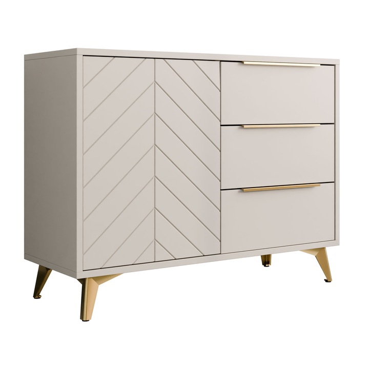 Comoda 100 cm Siprynt 1D3SZ, MIRJAN24, bej nisip, 40x104x80 cm