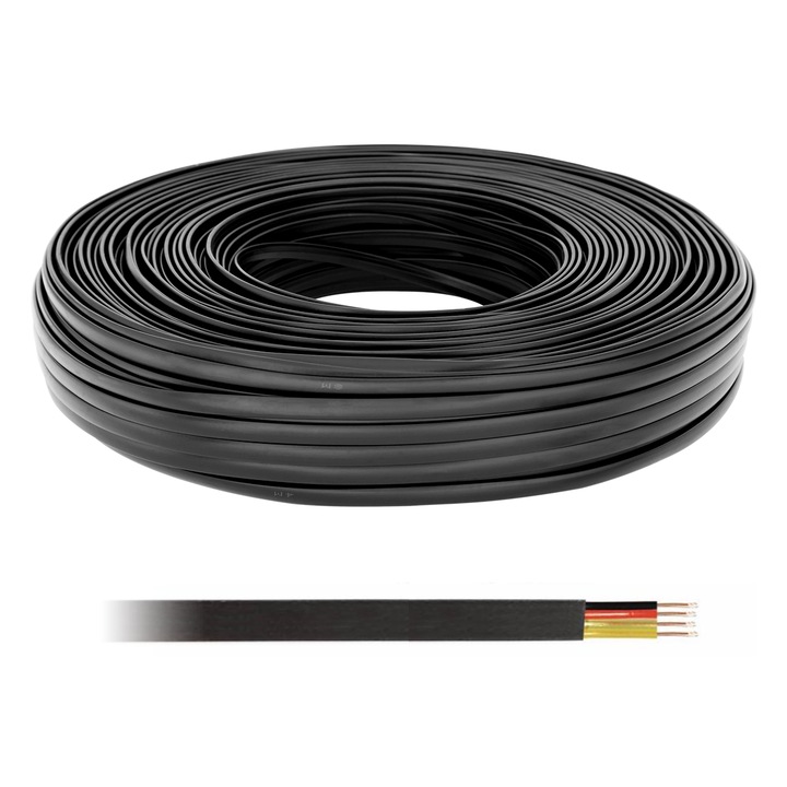 Телефонен кабел 4C, Трес, 100м, черен