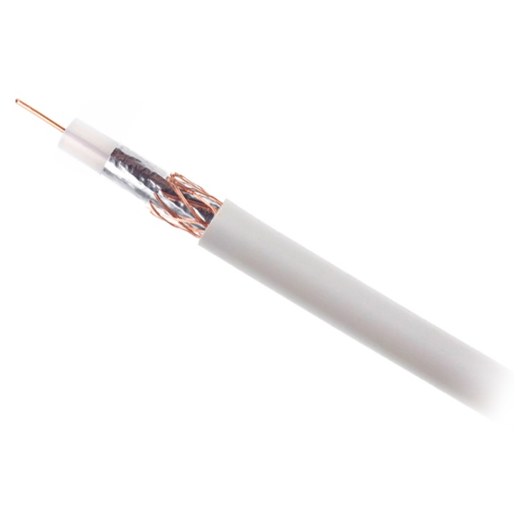 Коаксиален кабел Tres KAB0540, 100 м, бял, за сателитна телевизия