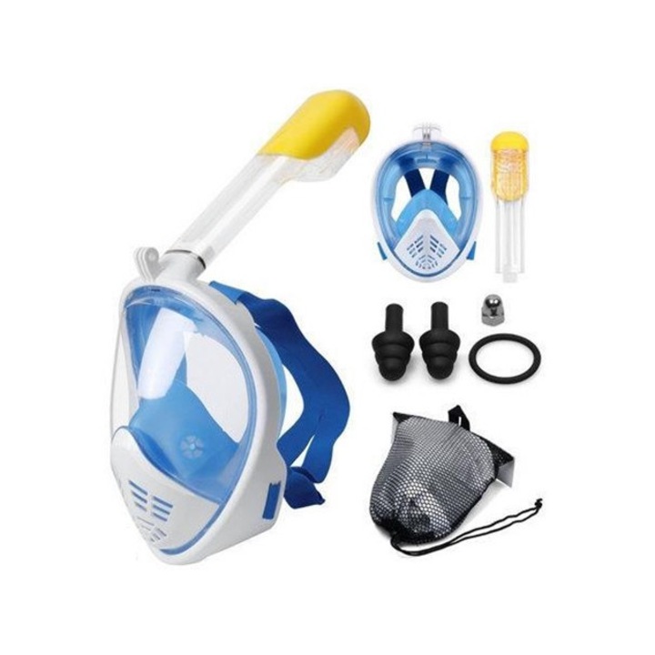 Masca snorkeling pliabila S/M albastru 24x22cm