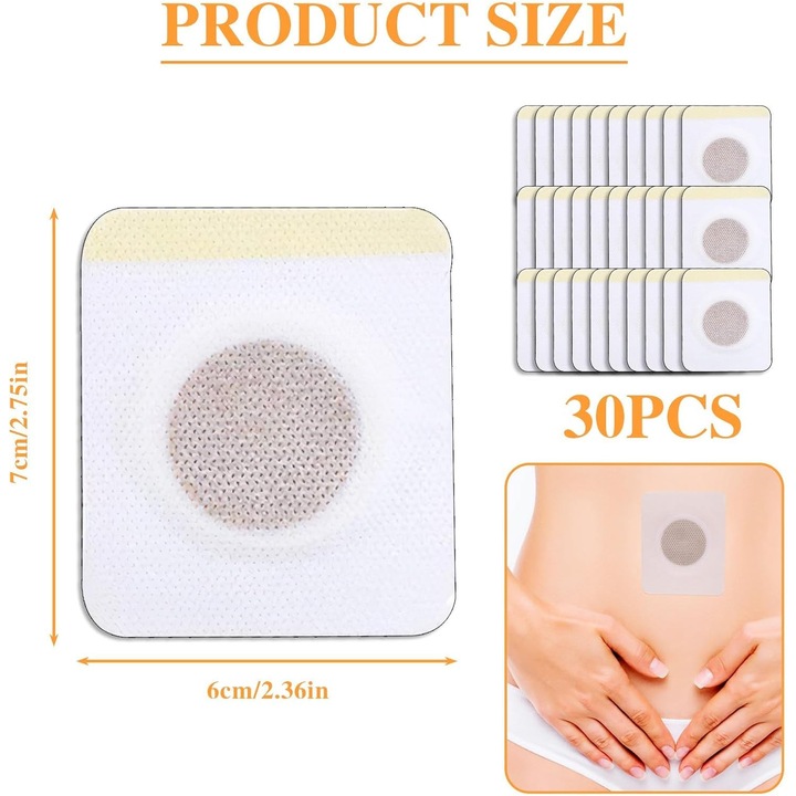 Пластир за отслабване, пластир за отслабване, билков детокс пластир за отслабване на корема, бърза загуба на тегло, потиска апетита, бързо отслабване, оформящ тялото фет бърнър, 30 броя в кутия