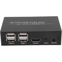 Switch KVM 4 porturi USB 2.0 1 monitorizeaza 2 computere, interfata multimedia 4K HD si intrare port tip C, Accesorii pentru comutator KVM