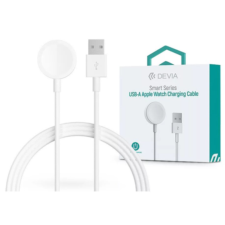 Devia Smart Series mágneses töltőkábel Apple Watch-hoz + USB-A kábel - fehér