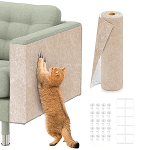 Covor de Zgariat pentru Pisici, Autoadeziva, BYONDSELF®, 40x200 cm, Protectie Mobilier, entru Obiecte din Lemn sau Material Textil, Pat, Canapea, Usa, Rezistenta la Apa, 20 Cuie, Kaki