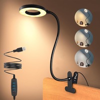 Lampa pentru Citit, BYONDSELF®, 48 Led-uri, 3 Moduri de Iluminare, Cu Clema pentru Noptiera si Birou, 10 Niveluri Luminozitate, Reglabila 360°, Incarcare USB, Negru