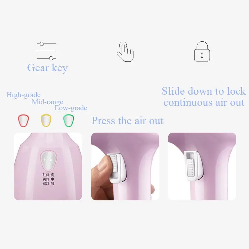 Aparat de calcat vertical cu abur, 1500W, Rezervor de apa detasabil 350 ml, incalzire rapida in 15s, Panou din otel inoxidabil, portabil, Sistem de protectie impotriva arsurilor uscate, roz